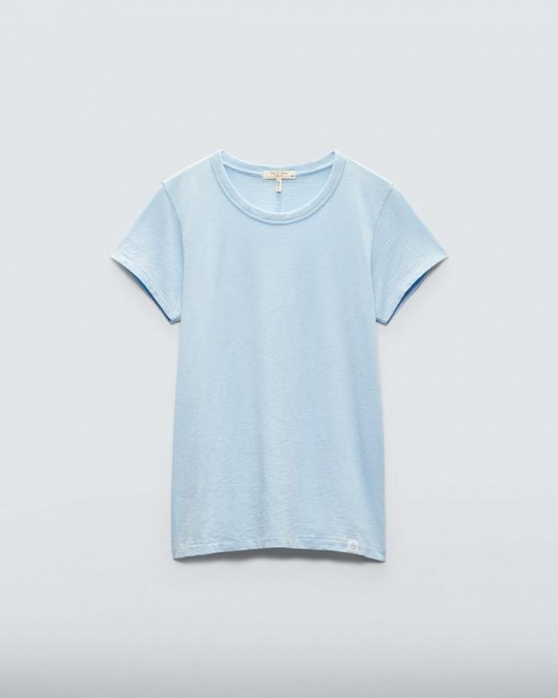 Women's Rag & Bone The Slub Tee Organic Pima Cotton T-Shirt Raindrop | 491ORXYKA