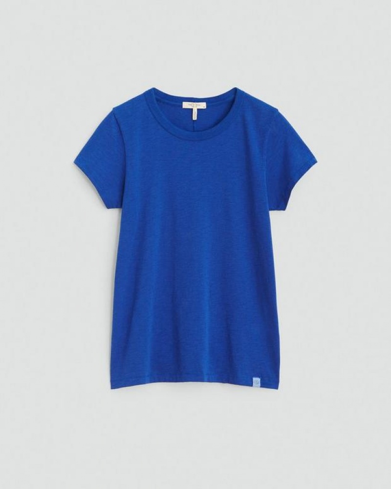 Women's Rag & Bone The Slub Tee Organic Pima Cotton T-Shirt Blue | 518FOWUYZ