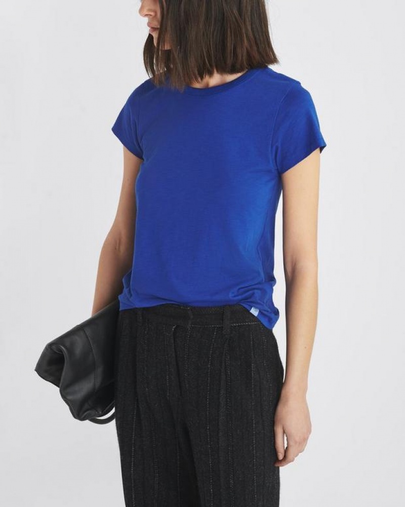 Women's Rag & Bone The Slub Tee Organic Pima Cotton T-Shirt Blue | 518FOWUYZ