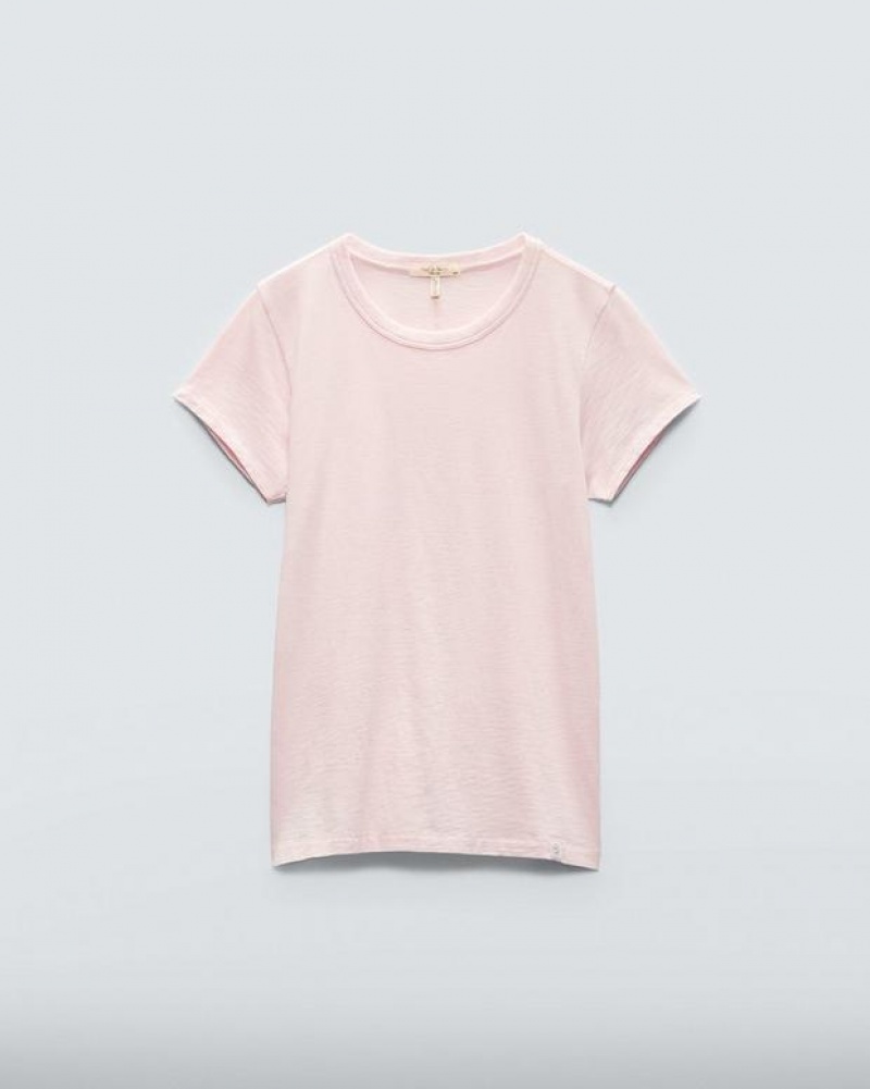 Women's Rag & Bone The Slub Tee Organic Pima Cotton T-Shirt Pink | 724HFKVWX