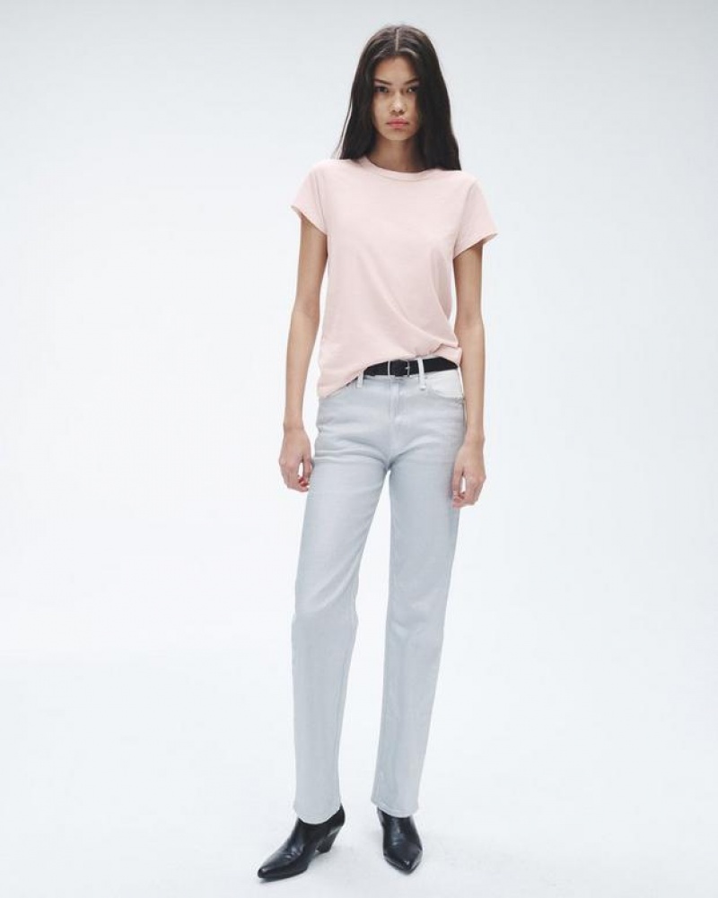 Women's Rag & Bone The Slub Tee Organic Pima Cotton T-Shirt Pink | 724HFKVWX