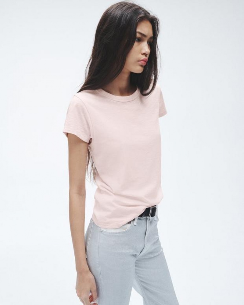 Women's Rag & Bone The Slub Tee Organic Pima Cotton T-Shirt Pink | 724HFKVWX