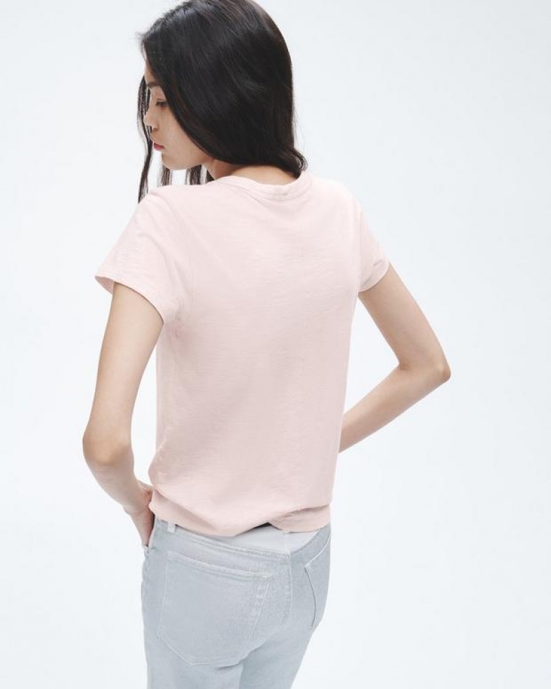 Women's Rag & Bone The Slub Tee Organic Pima Cotton T-Shirt Pink | 724HFKVWX