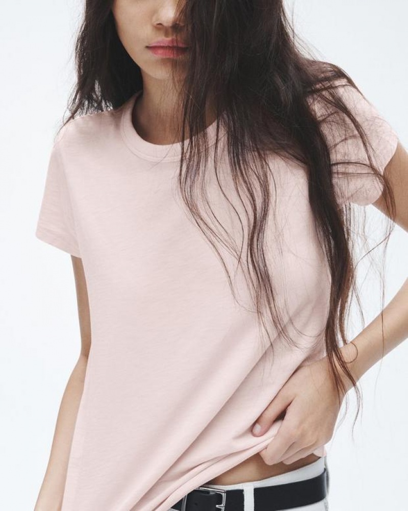 Women's Rag & Bone The Slub Tee Organic Pima Cotton T-Shirt Pink | 724HFKVWX