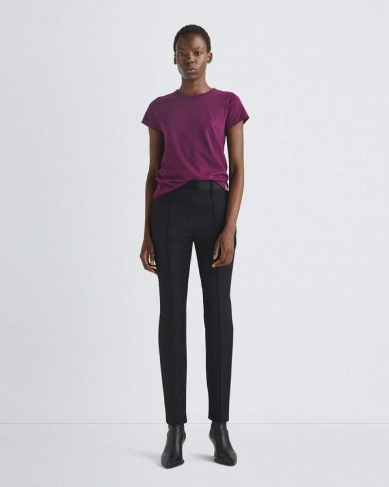 Women's Rag & Bone The Slub Tee Organic Pima Cotton T-Shirt Dark Purple | 506ITFAYB