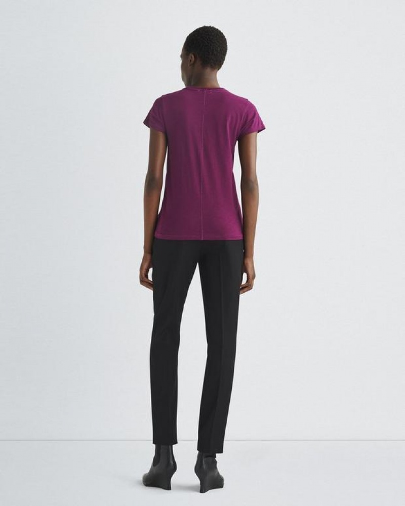 Women's Rag & Bone The Slub Tee Organic Pima Cotton T-Shirt Dark Purple | 506ITFAYB