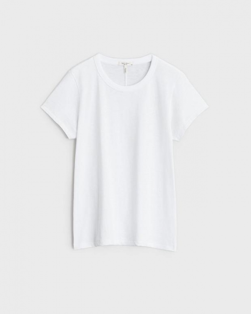 Women's Rag & Bone The Slub Tee Pima Cotton Tee T-Shirt White | 528YFZLJU