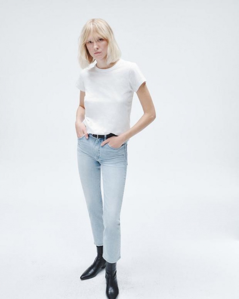 Women's Rag & Bone The Slub Tee Pima Cotton Tee T-Shirt White | 528YFZLJU