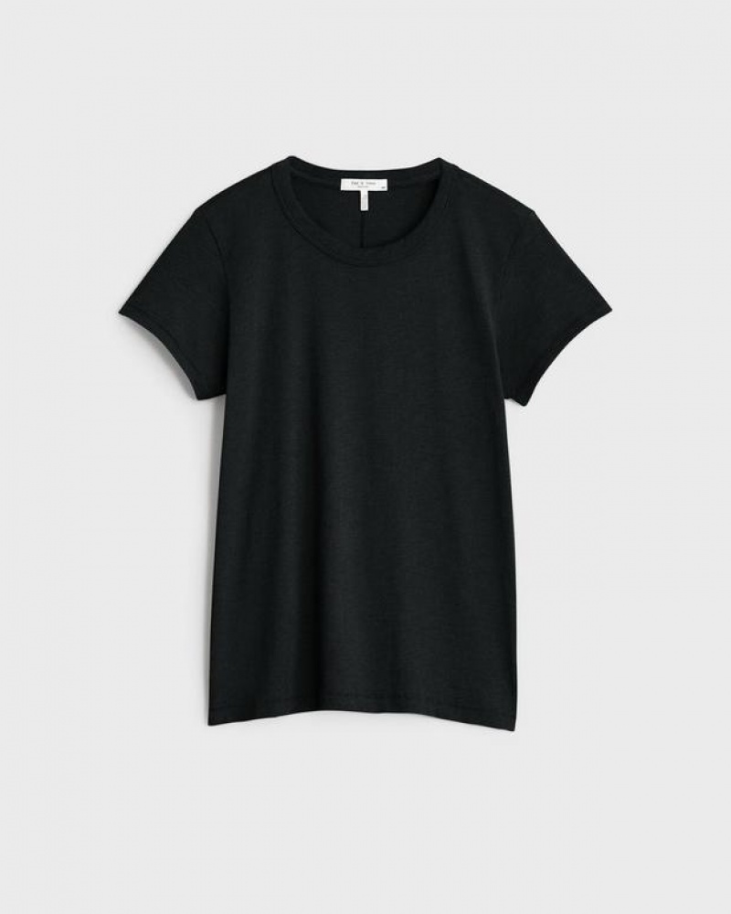 Women's Rag & Bone The Slub Tee Pima Cotton Tee T-Shirt Black | 781HCFTYL