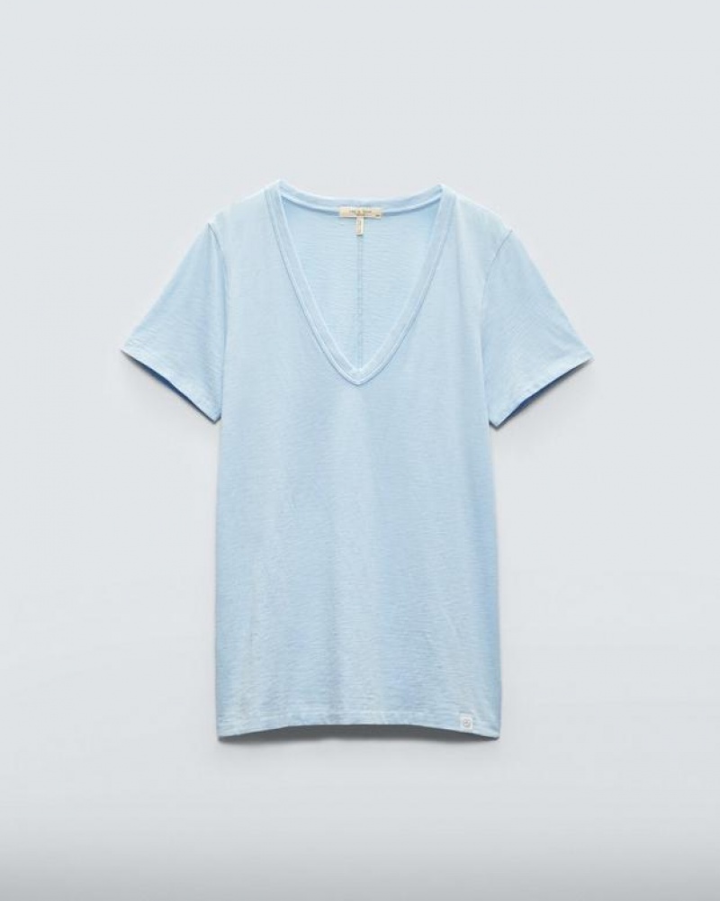 Women's Rag & Bone The Slub Vee Organic Pima Cotton T-Shirt Raindrop | 203NMPSRH