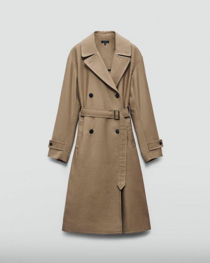 Women's Rag & Bone Theresa Cotton Trench Relaxed Fit Coats Brown | 875DUWZVR