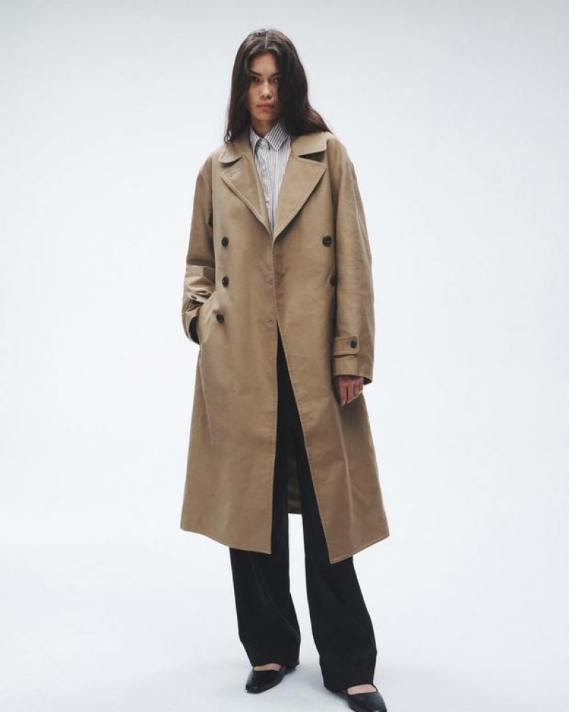 Women's Rag & Bone Theresa Cotton Trench Relaxed Fit Coats Brown | 875DUWZVR