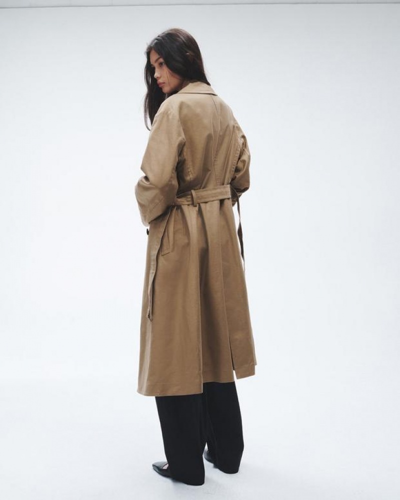 Women's Rag & Bone Theresa Cotton Trench Relaxed Fit Coats Brown | 875DUWZVR