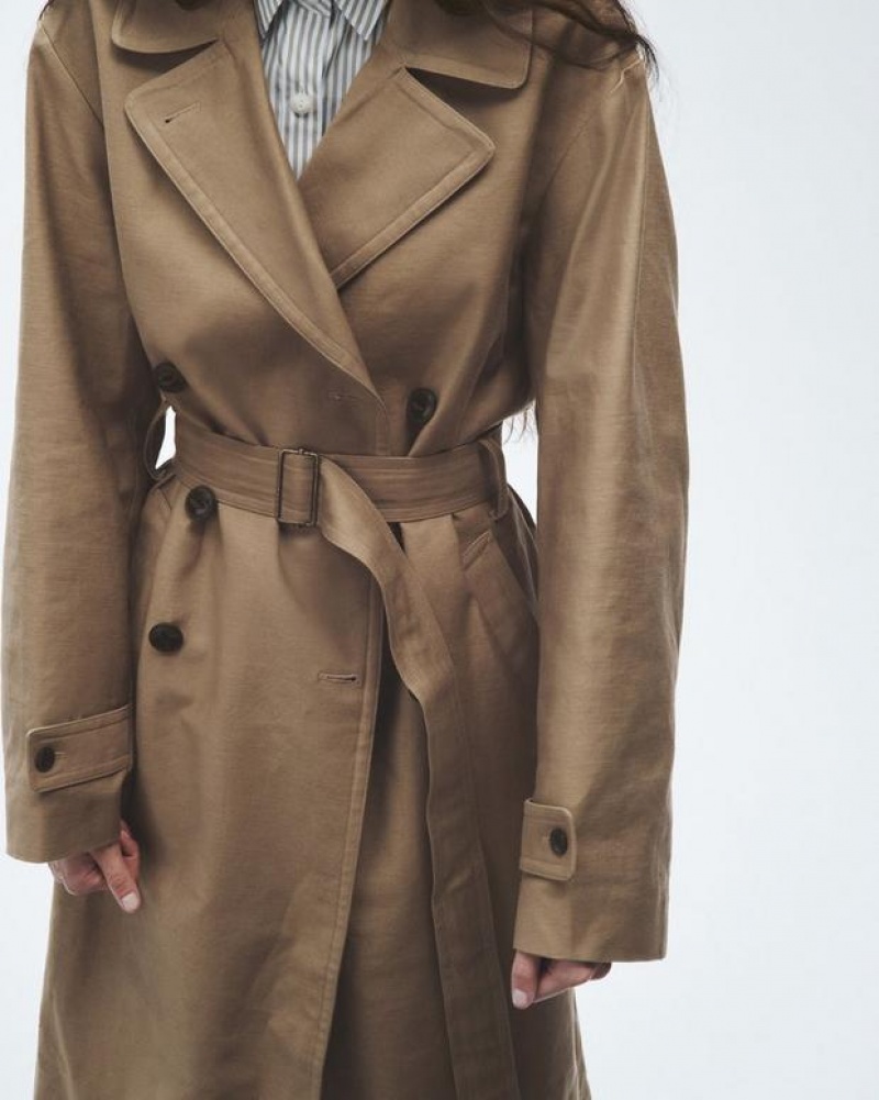 Women's Rag & Bone Theresa Cotton Trench Relaxed Fit Coats Brown | 875DUWZVR