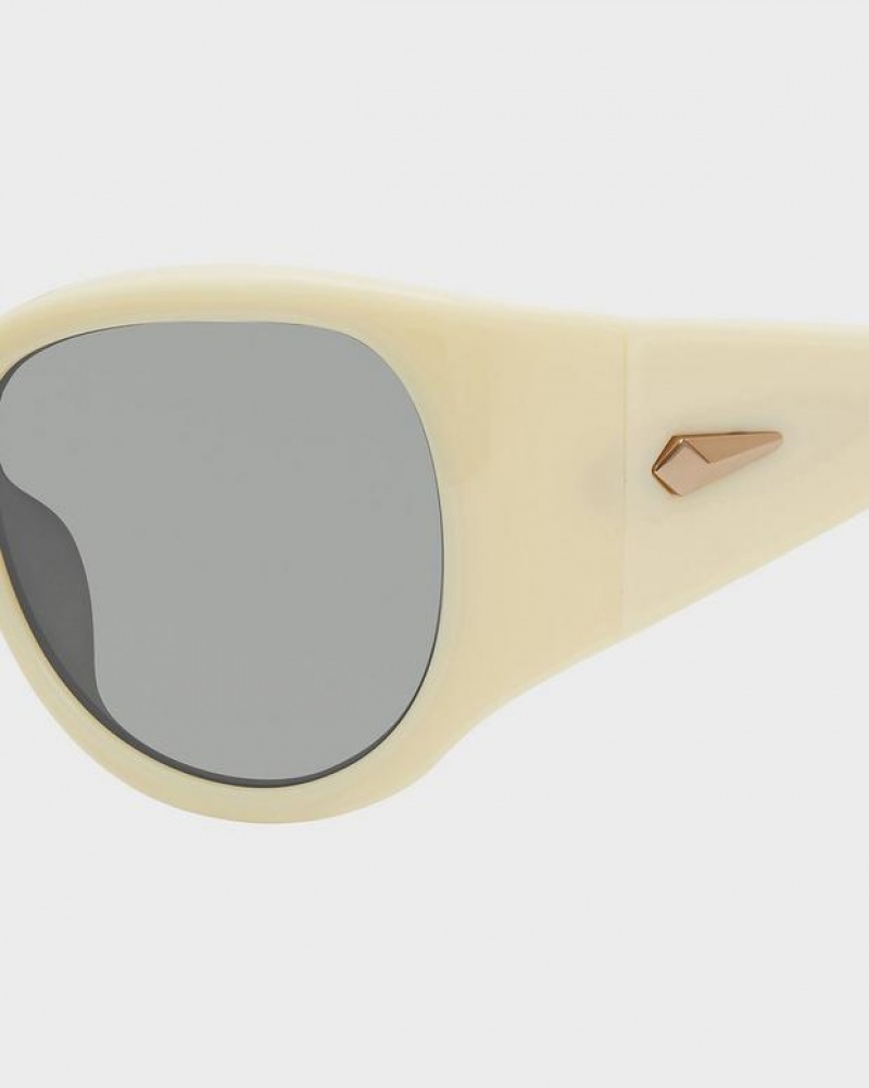 Women's Rag & Bone Vesper Oval Sunglasses White | 063LODCKN