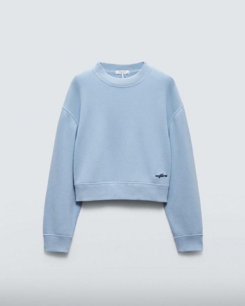 Women's Rag & Bone Vintage Terry Relaxed Fit Sweatshirts Raindrop | 798THCIOK