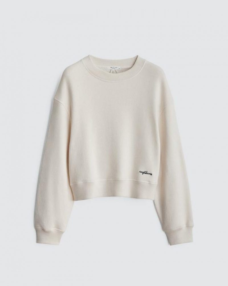 Women's Rag & Bone Vintage Terry Relaxed Fit Sweatshirts Off Wht | 341FKSEJB