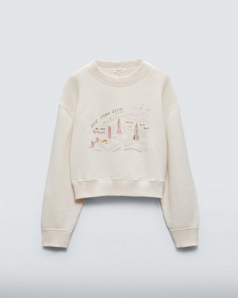 Women's Rag & Bone Vintage Terry Tourist Relaxed Fit Sweatshirts Off Wht | 569JCDRGS