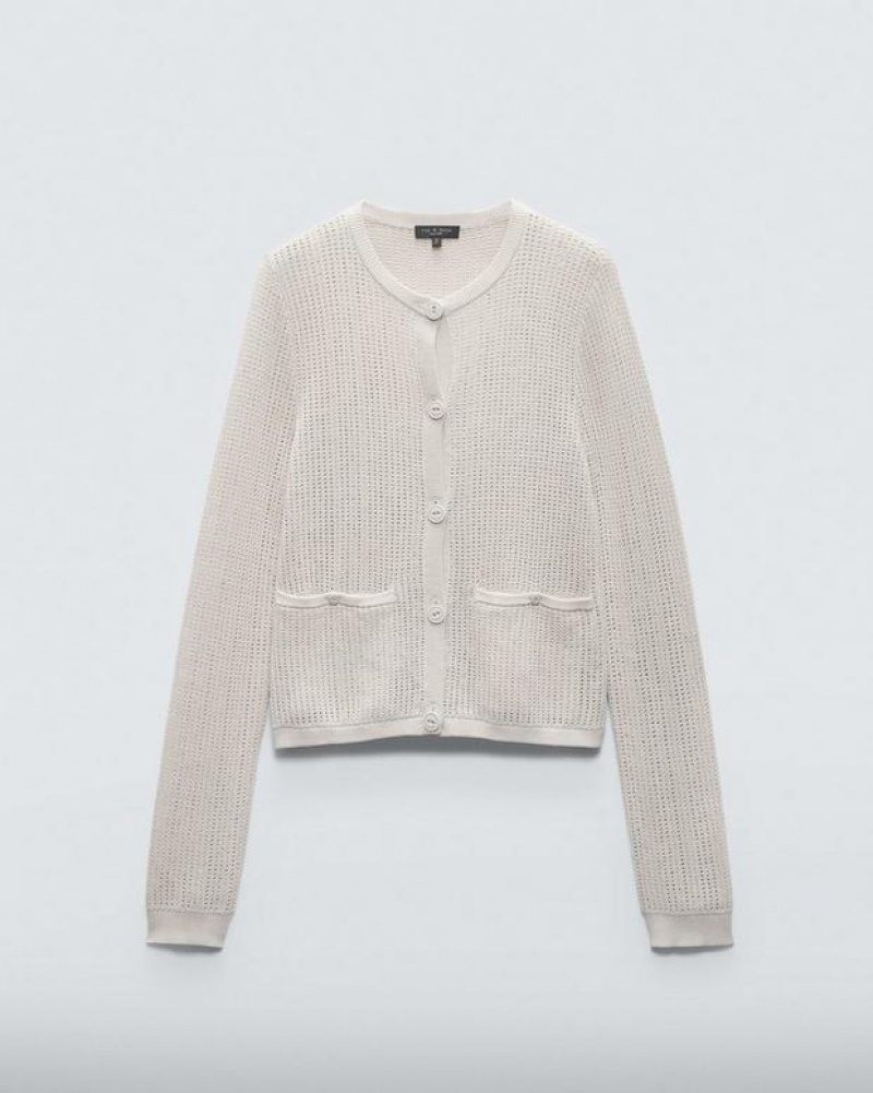 Women's Rag & Bone Viola Cotton Cardigan Slim Fit Sweaters Turtledove | 476MHKEBX