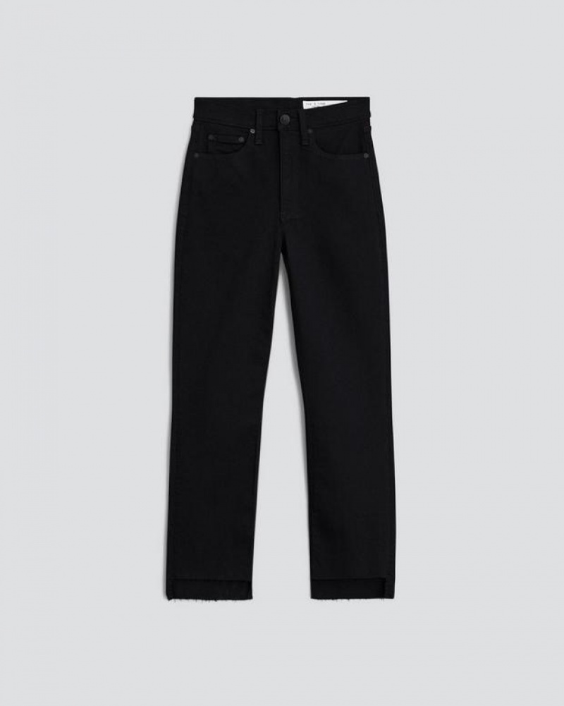 Women's Rag & Bone Wren Ankle Straight High-Rise Stretch Jeans Black | 927VRWGUD