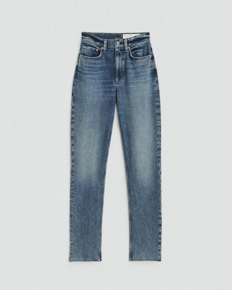 Women's Rag & Bone Wren Full Length Straight High-Rise Vintage Stretch Jeans Dominique | 528GITXOB