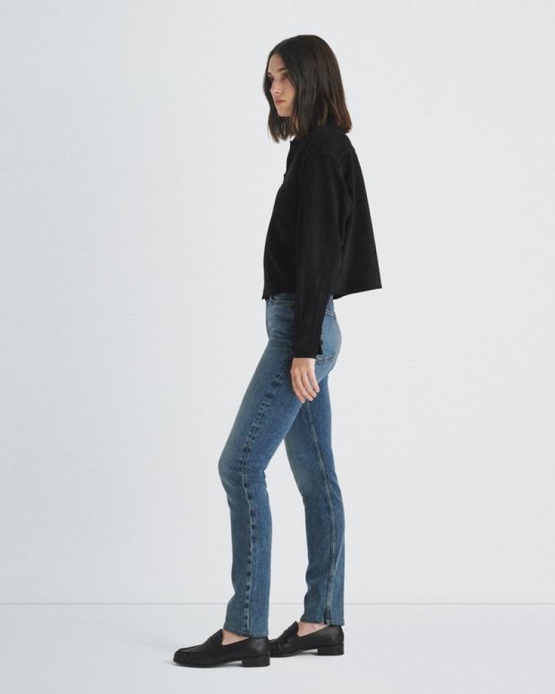 Women's Rag & Bone Wren Full Length Straight High-Rise Vintage Stretch Jeans Dominique | 528GITXOB